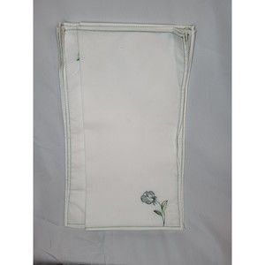 8 Blue Flower Embroidered Linen Napkins Vintage set attached together Still